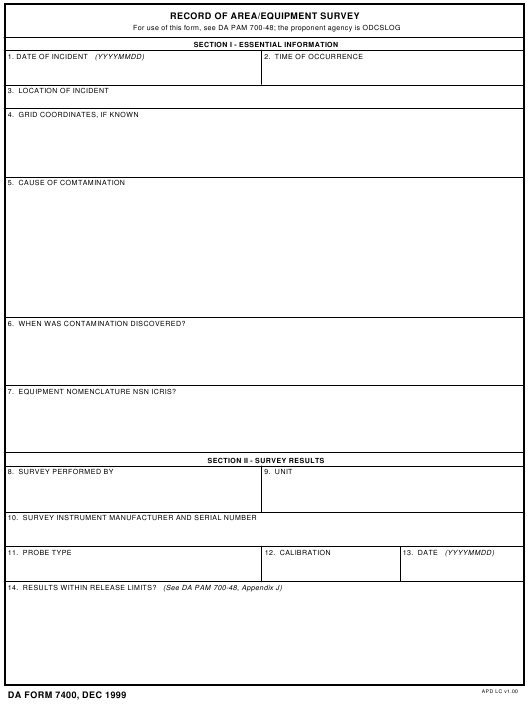 DA Form 7400 form preview
