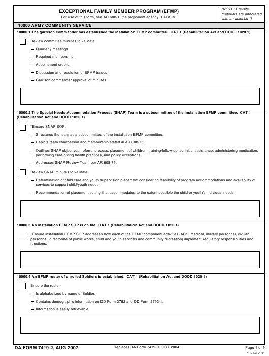 DA Form 7419-2 form preview