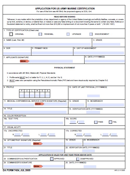 DA Form 7434 form preview