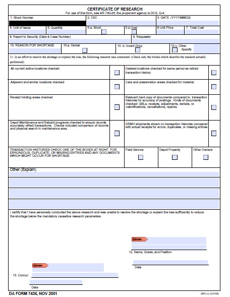DA Form 7436 form preview