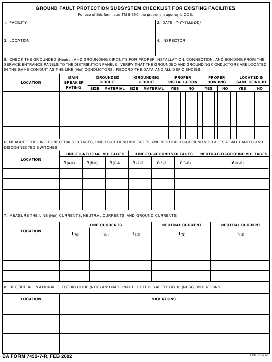 DA Form 7452-7-R form preview