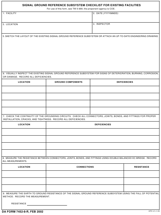 DA Form 7452-8-R form preview