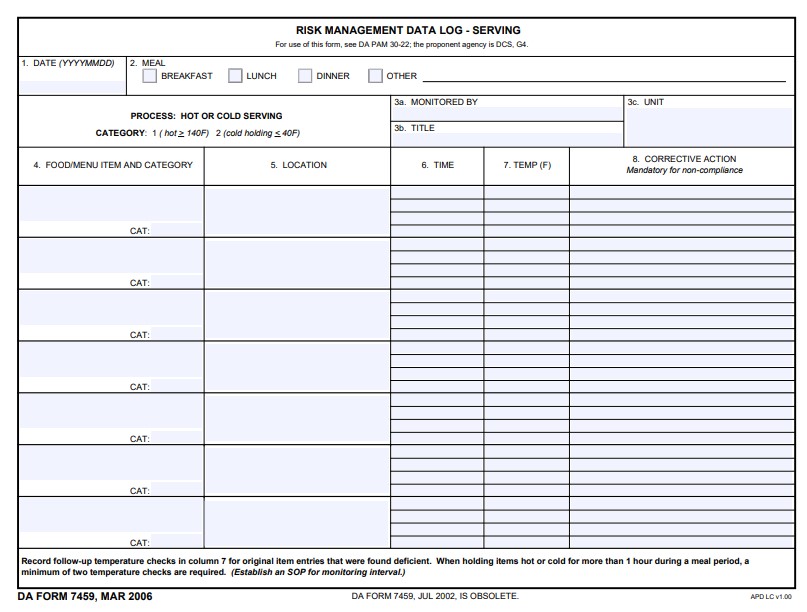 DA Form 7459 form preview