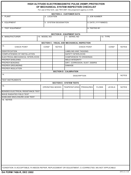 DA Form 7486-R form preview