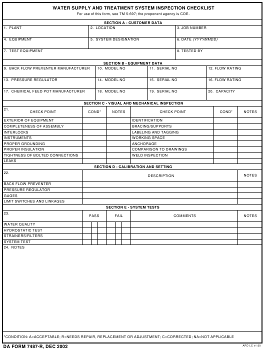 DA Form 7487-R form preview