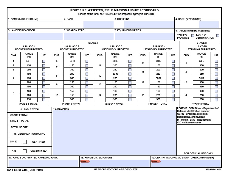 DA Form 7489 form preview