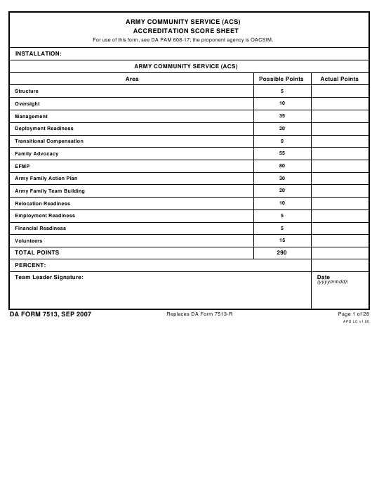 DA Form 7513 form preview