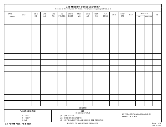 DA Form 7525 form preview