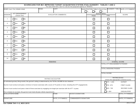 DA Form 7541-1-2 form preview