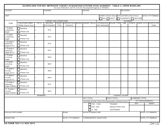 DA Form 7541-1-3 form preview