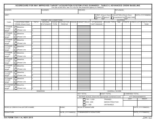 DA Form 7541-1-4 form preview