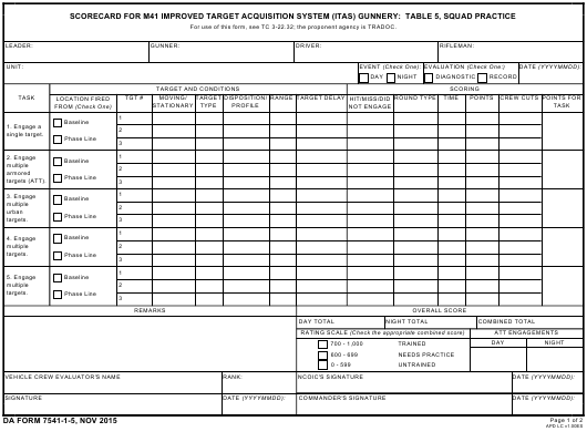 DA Form 7541-1-5 form preview