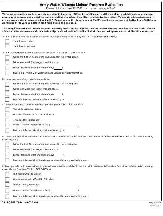 DA Form 7568 form preview