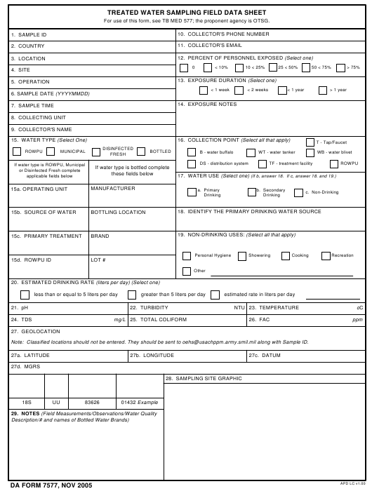 DA Form 7577 form preview