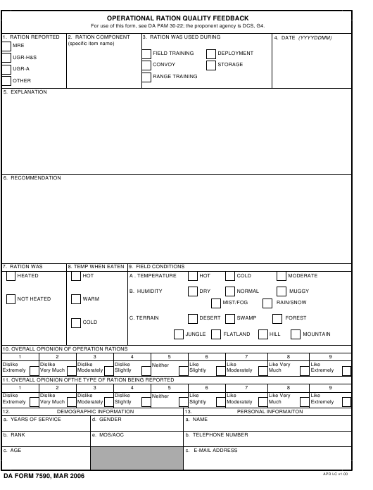DA Form 7590 form preview