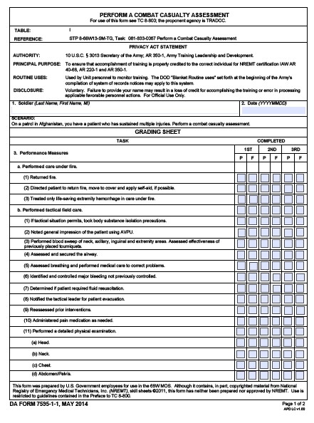 DA Form 7595-1-1 form preview