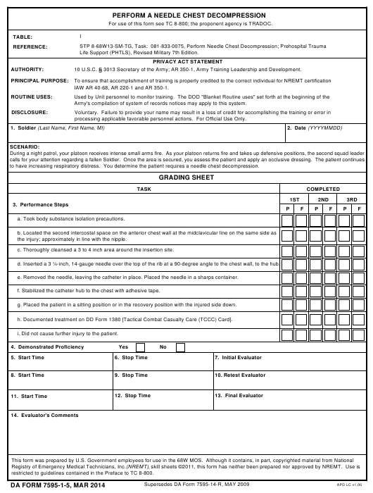 DA Form 7595-1-5 form preview