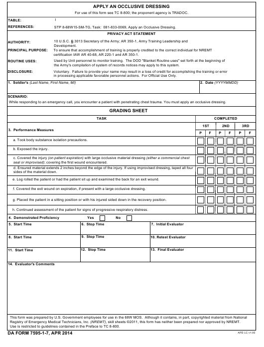 DA Form 7595-1-7 form preview