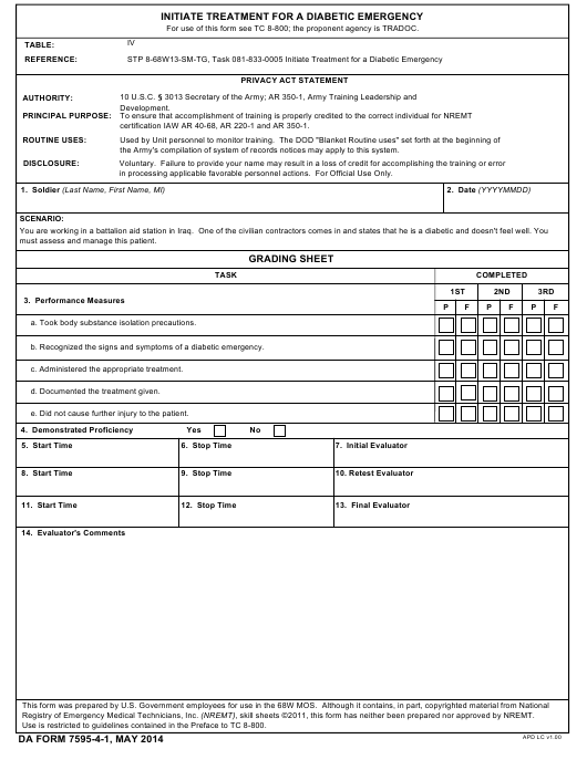 DA Form 7595-4-1 form preview