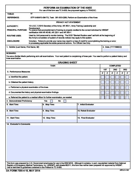 DA Form 7595-4-10 form preview
