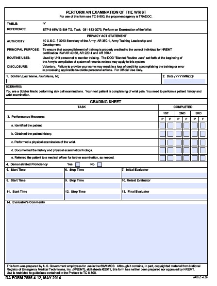 DA Form 7595-4-12 form preview