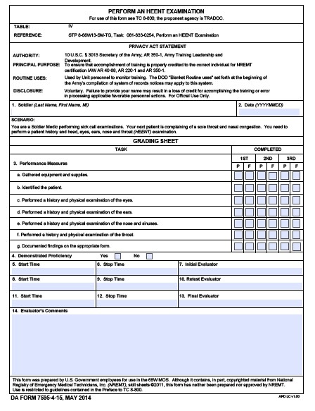 DA Form 7595-4-15 form preview
