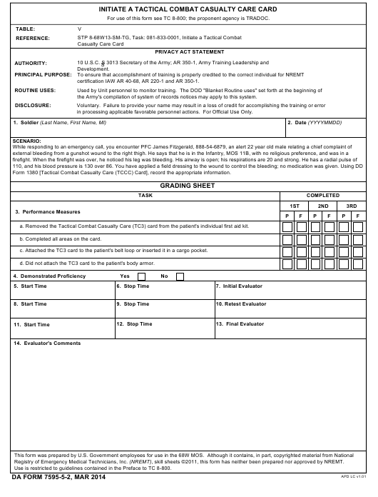 DA Form 7595-5-2 form preview