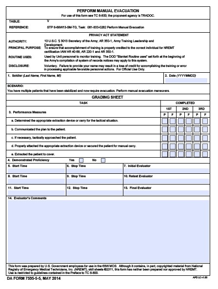 DA Form 7595-5-5 form preview