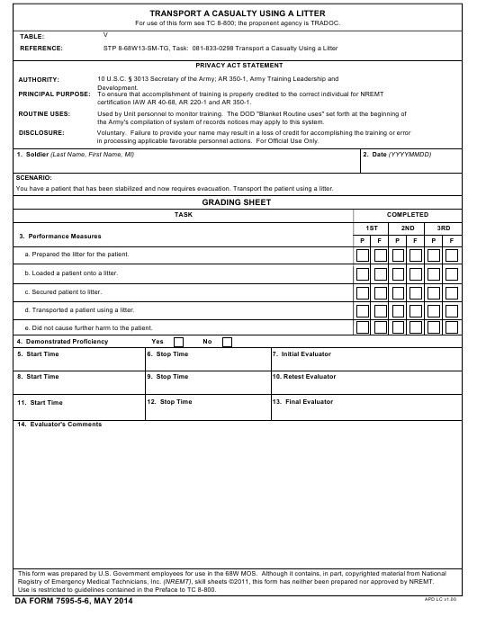 DA Form 7595-5-6 form preview