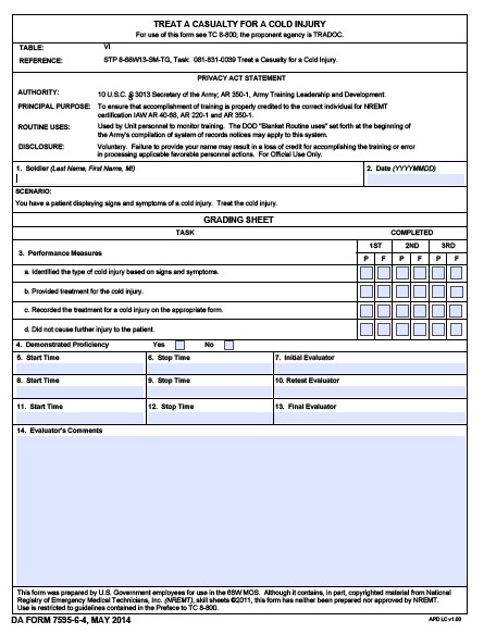 DA Form 7595-6-4 form preview