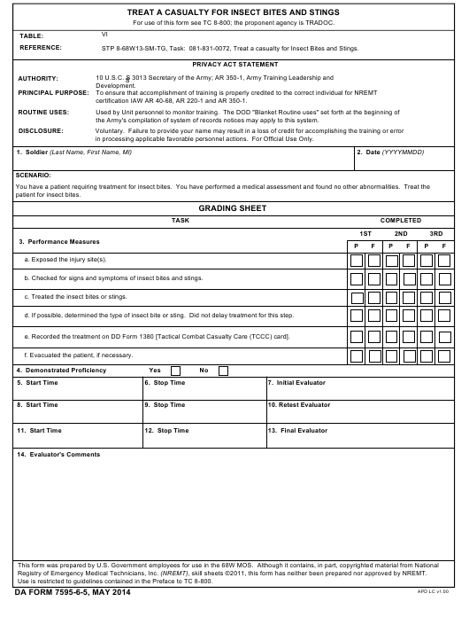 DA Form 7595-6-5 form preview