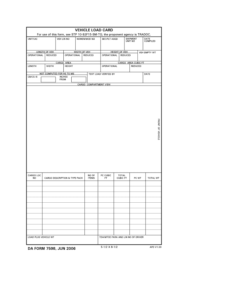 DA Form 7598 form preview
