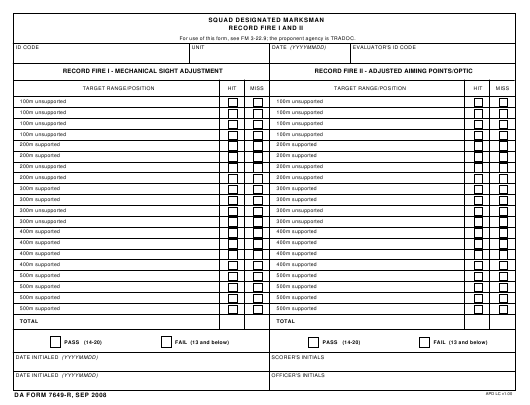 DA Form 7649-R form preview