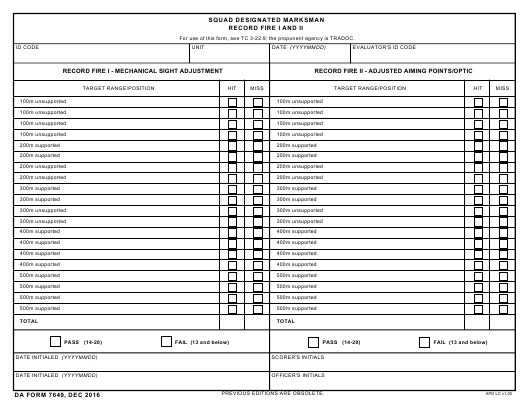 DA Form 7649 form preview