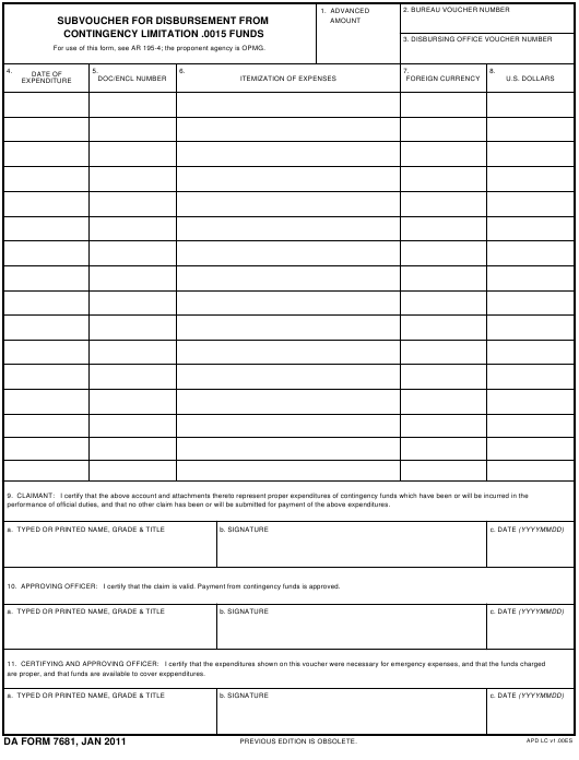 DA Form 7681 form preview