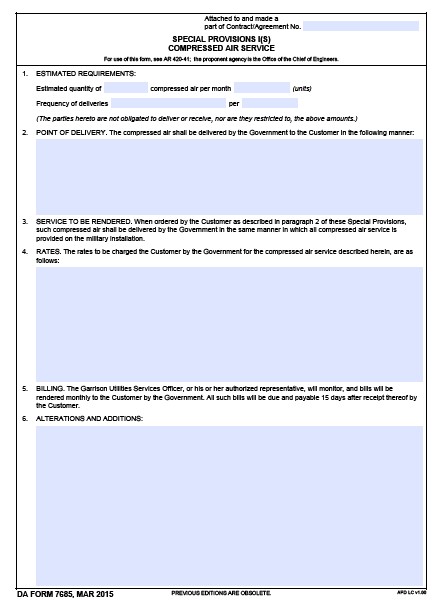 DA Form 7685 form preview