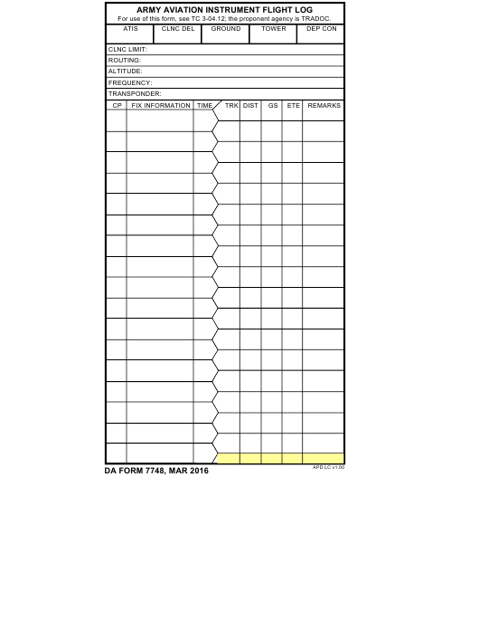 DA Form 7748 form preview