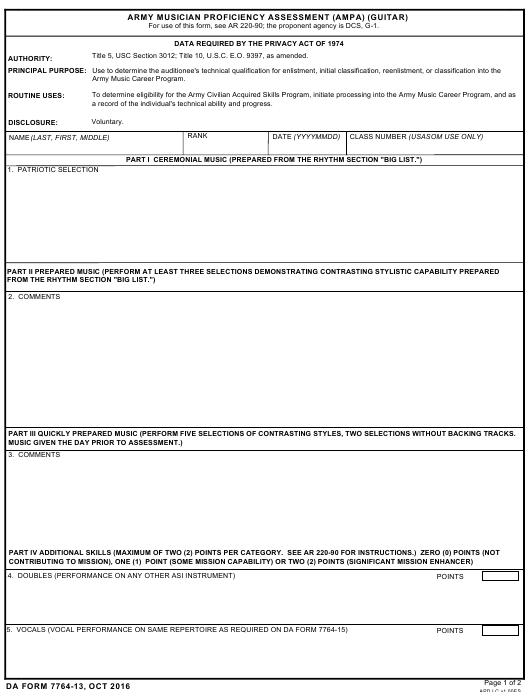 DA Form 7764-13 form preview