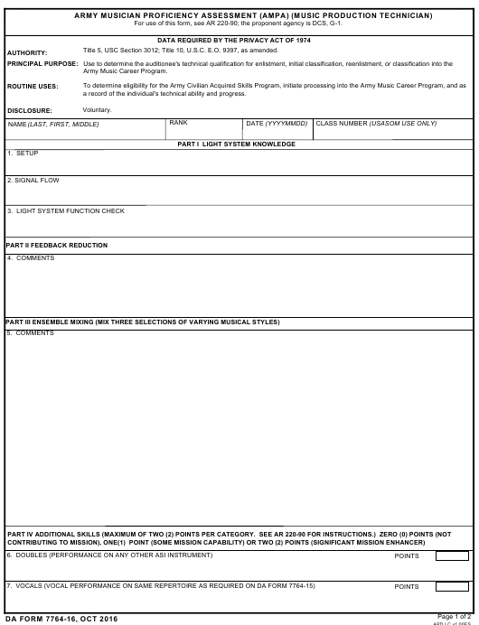 DA Form 7764-16 form preview