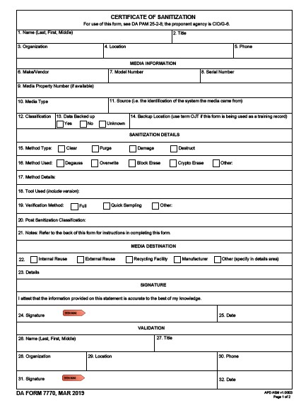 DA Form 7770 form preview