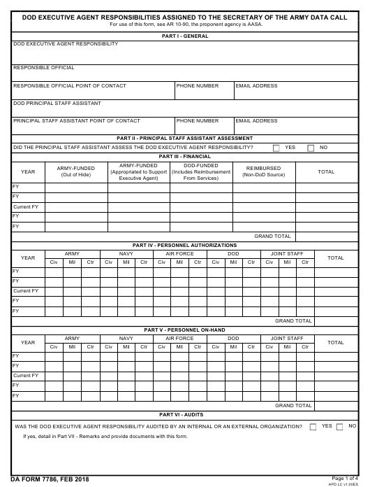 DA Form 7786 form preview
