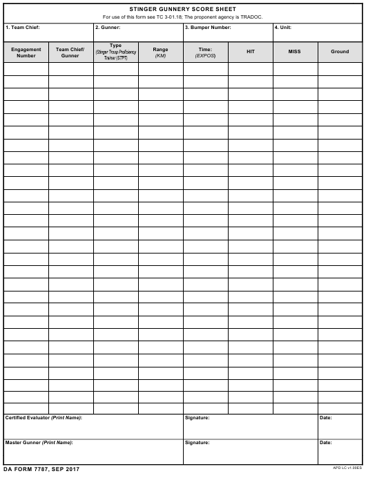 DA Form 7787 form preview