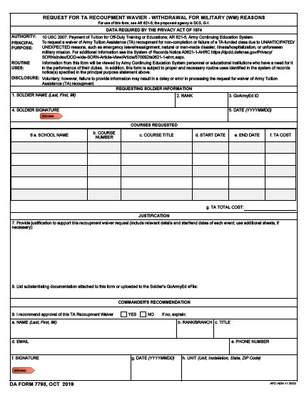 DA Form 7793 form preview
