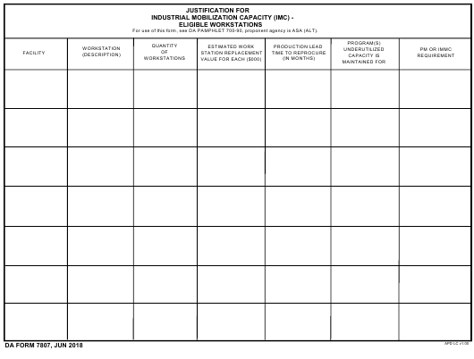 DA Form 7807 form preview