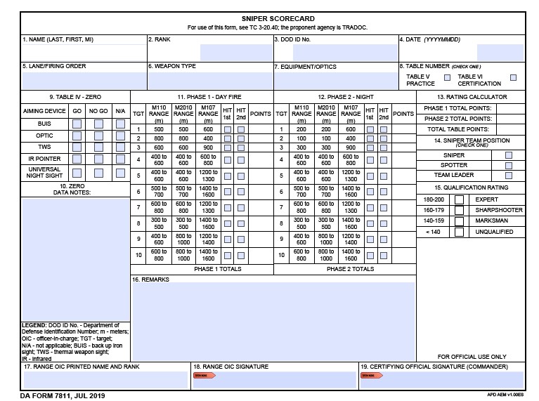 DA Form 7811 form preview