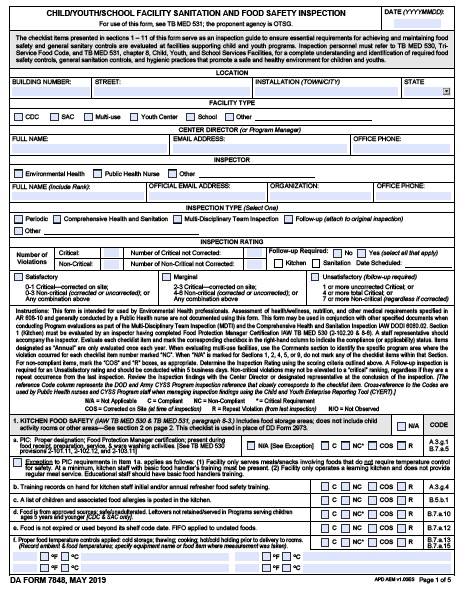 DA Form 7848 form preview