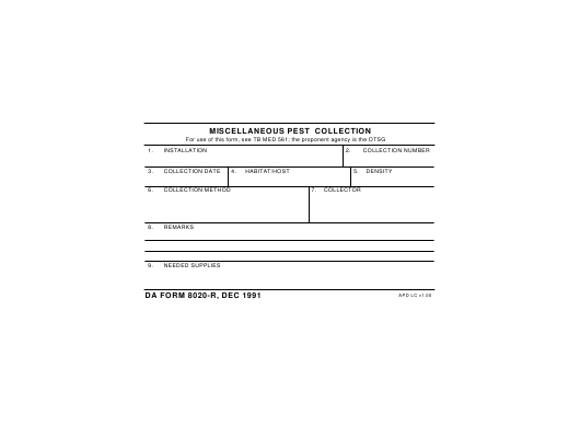 DA Form 8020-R form preview
