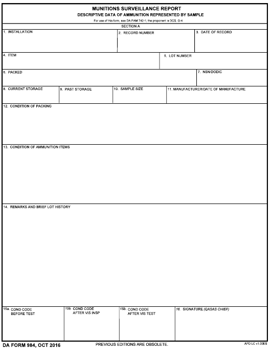 DA Form 984 form preview