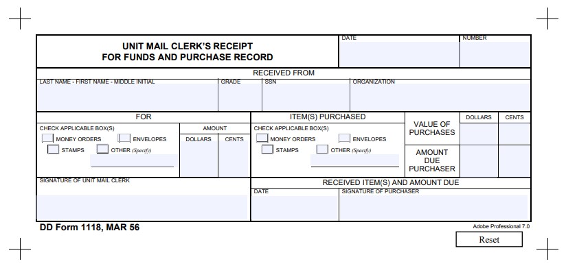 DD Form 1118 form preview