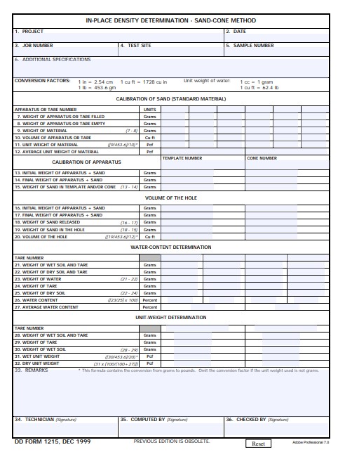 DD Form 1215 form preview